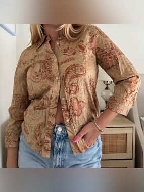 lauren ralph lauren brown paisley buttondown